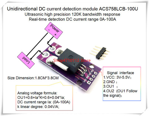 Nuevo 1 unids/lote ACS758LCB-100U ACS758 ACS758-100 ACS758LCB 100U 120 kHz de ancho de banda de DC: 0-100A 0,04 V/1A ► Foto 1/5