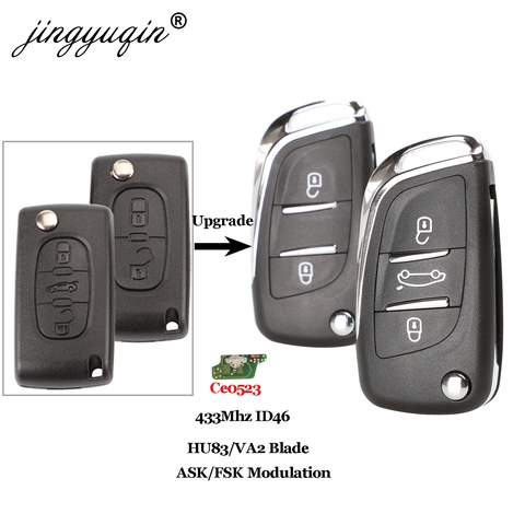 Jingyuqin-llave de coche plegable con tapa modificada para Citroen C2 C3 C4 C5 2/3 Mhz ID46, botón remoto ASK/FSK 433 ► Foto 1/4