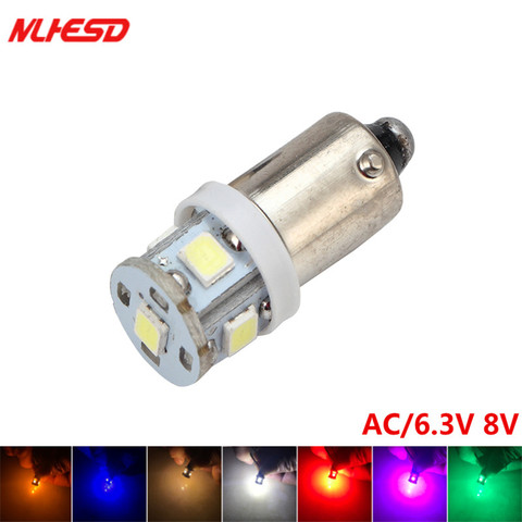 10 Uds 6,3 V BA9S 5 SMD 3528 LED no polaridad anti parpadeo AC DC 6V 6,3 V pinball machine no ghost blanco Azul Rojo verde amarillo ► Foto 1/1