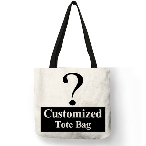 Bolso de lino personalizable para mujer, bolsa de lona con logotipo impreso, personalizable, para compras, bolsos de mano para el hombro ► Foto 1/5