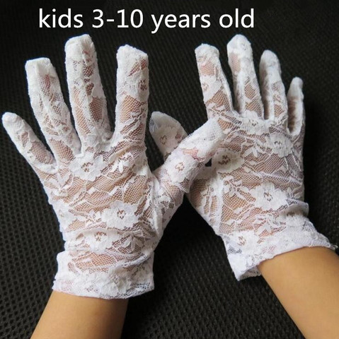 Guantes de encaje blancos finos de verano para niñas, guantes para baile, de encaje blanco ► Foto 1/1