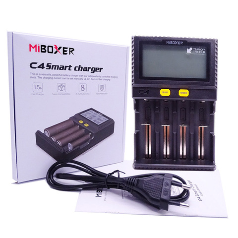 Miboxer-cargador de batería inteligente C4 LCD, Original, para Li-ion, IMR, INR, ICR, LiFePO4, 18650, 14500, 26650, AAA, descargador de baterías ► Foto 1/6