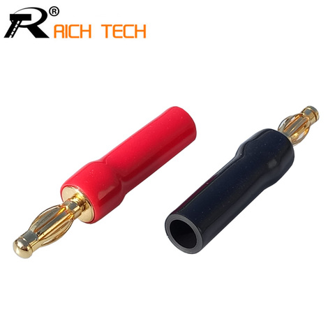 2 uds. De conectores Banana de 4mm, adaptador de conector de altavoz chapado en oro, conector de cable de audio, 1 par de tubos de silicona negros y rojos ► Foto 1/6