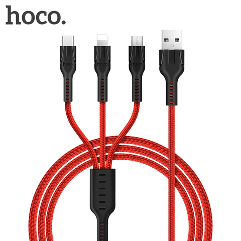 HOCO 3in1 Cable del cargador del USB para el iPhone X 5 6 7 8 Android Micro Cable USB tipo C para Samsung xiaomi teléfono móvil Cable de datos USB ► Foto 1/6