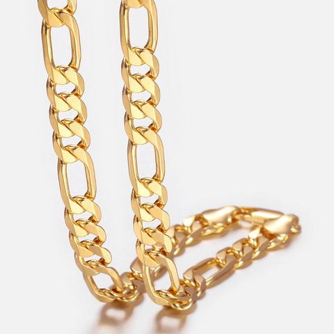 Trendsmax de los hombres las mujeres collar lleno de oro Figaro enlace collar de cadena para hombres hombre joyería venta al por mayor 6mm 18-36 