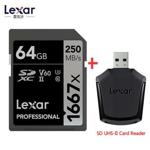 Lexar Original 1667x 250 MB/S tarjetas de memoria Flash sd 128GB de alta velocidad V60 64GB 256GB SDXC UHS-II tarjeta U3 para 3D 4K ► Foto 1/5