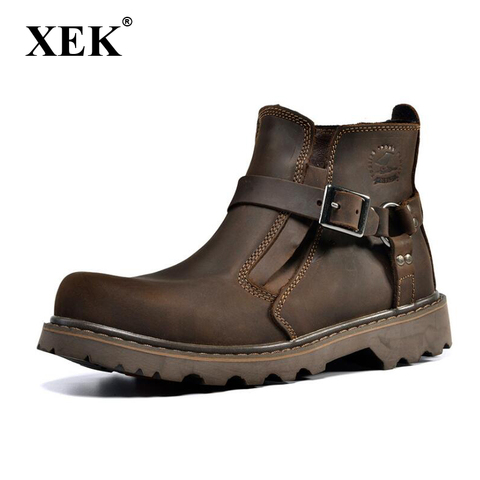 XEK Trend-botas militares de cuero de Caballo loco para hombre, zapatos de herramientas informales, wyq39 ► Foto 1/1
