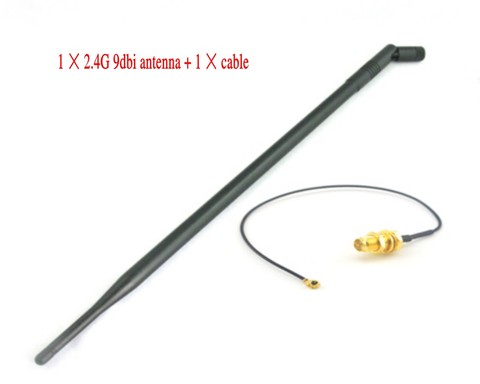 Antena Wifi de 2,4 GHz 9dbi con conector macho de RP-SMA para enrutador inalámbrico + IPX a conector RP-SMA, Pin macho, Cable flexible ► Foto 1/6