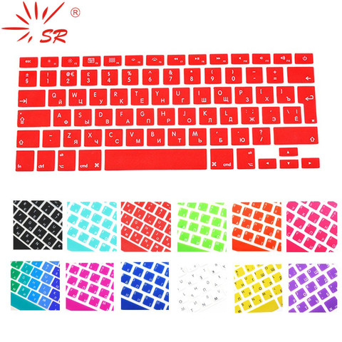 Protector de teclado de silicona para Macbook Air 13 Pro 13 15 17, pegatina protectora de Retina, 14 colores, UE, idioma ruso ► Foto 1/6