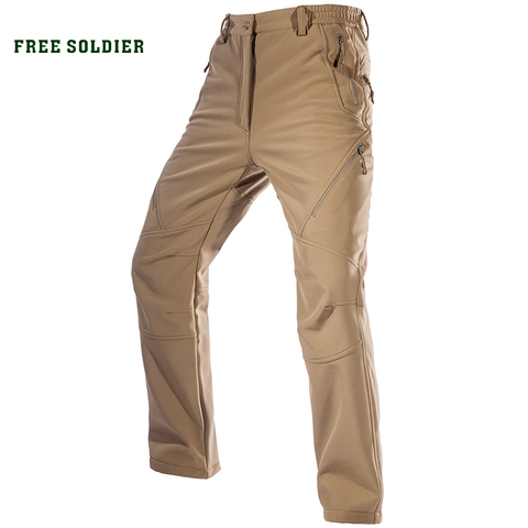 FREE SOLDIER al aire libre deporte Camping senderismo pantalones tácticos militares de los hombres de tela de lana de concha, instantánea pantalón impermeable ► Foto 1/6