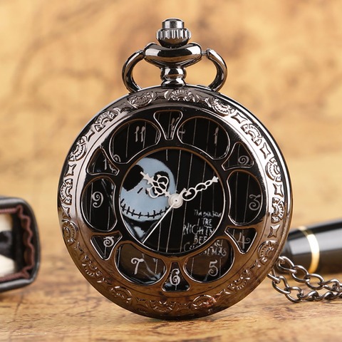 Reloj de bolsillo Retro, de cuarzo, hueco, para Jack, skeleton y Sally, para hombre y mujer ► Foto 1/5