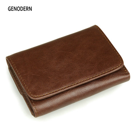 GENODERN-cartera 100% piel de vaca de calidad para hombre, monedero multifuncional Vintage de Corea, Anti RFID, de cuero magnético ► Foto 1/6