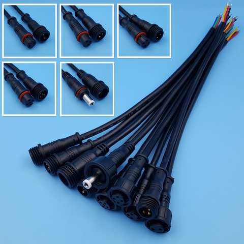 10 pares de negro tamaño pequeño DC/2/3/4/5 Pin 20 cm impermeable IP65 macho y hembra de Cable de conector de Cable ► Foto 1/6