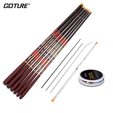 Goture Rod Combo telescópica caña de pescar de 3,0 M-7,2 M de fibra de carbono 2/8-3/7 mano de poder polo + pesca Float camión y repuestos-tres consejos ► Foto 1/6