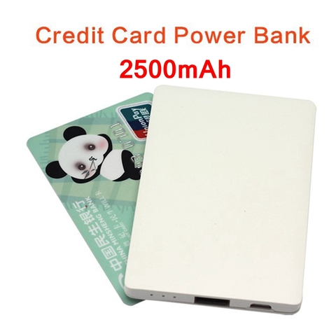 Banco de energía de la tarjeta de crédito 2500mAh mini tamaño portátil de reserva de la batería de carga USB teléfono batería de polímero ► Foto 1/4