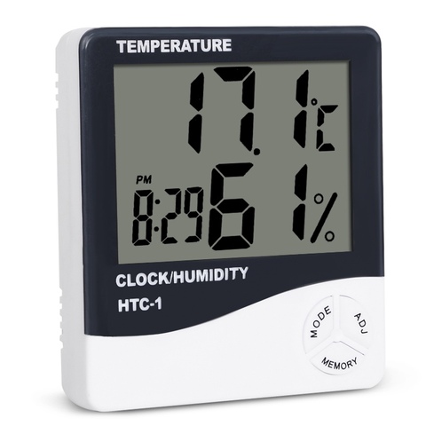 HTC-1 Termómetro Electrónico Digital LCD para interiores, higrómetro, medidor de temperatura y humedad, alarma, estación meteorológica ► Foto 1/6