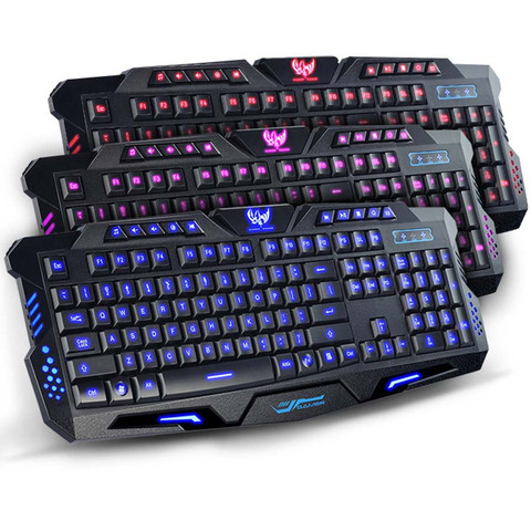 Tri-color retroiluminada teclado LED para videojuegos mecánica táctil teclado para juegos con cable para PC y ordenador portátil ► Foto 1/4