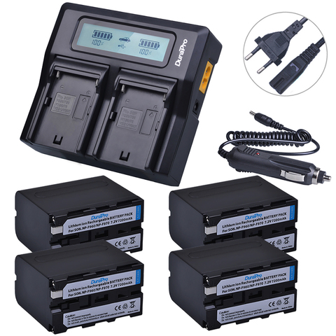 4x7200 mAh NP-F970 npf970 Power Display batería + Ultra rápido 3X más rápido LCD Dual cargador para SONY F930 F950 F770 F570 CCD-RV100 ► Foto 1/6