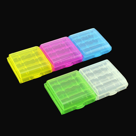 Nueva funda porta baterías colorida 2017 4 AA AAA caja de almacenamiento de plástico duro cubierta para batería 14500 10440 ► Foto 1/6