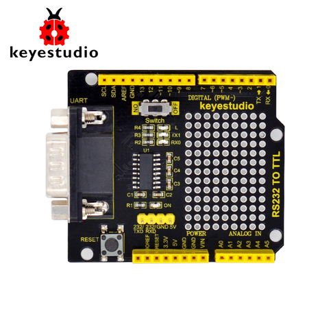 Keyestudi-placa protectora de conversión RS232 a TTL para Arduino UNOR3, Compatible con interfaz RS232 ► Foto 1/6