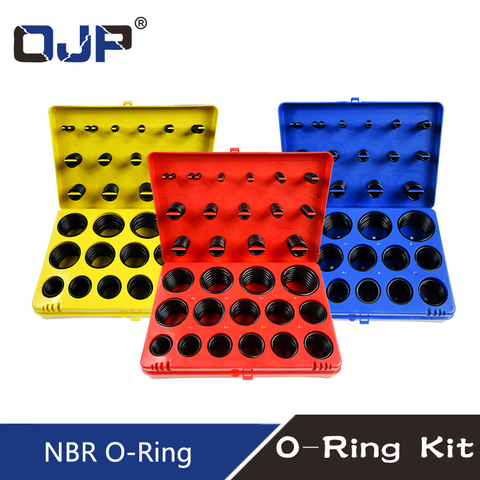 382/386PC anillo de goma negro 30 tamaño nitrilo O arandela de sellado NBR junta tórica rojo/azul/amarillo surtido Kit caja ► Foto 1/6