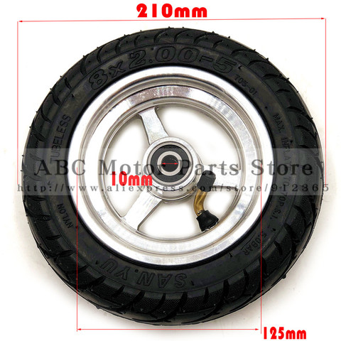 8x2 00-5 neumático sin cámara de neumático de la rueda de 8X2.00-5 de cubo de rueda de bicicleta de bolsillo MINI bicicleta eléctrica de silla de ruedas de Motor de rueda ► Foto 1/1