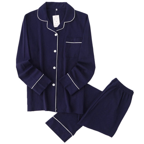 Pijama informal de algodón de 100% sólido para hombre, ropa de dormir de manga larga para otoño, pijama japonés ► Foto 1/6