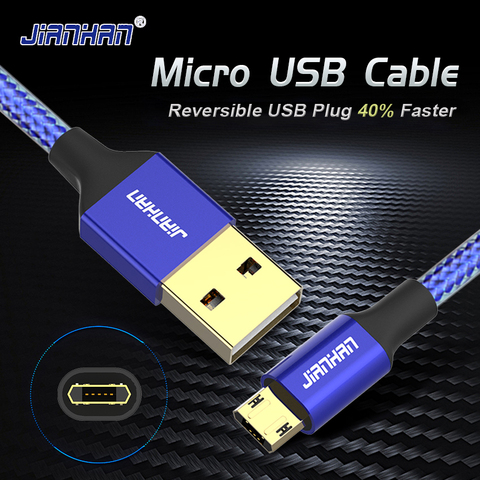 Cable USB Reversible de doble cara, Cable de datos de carga rápida 5V2A, enchufe para Samsung, Xiaomi, teléfono Android, Cable de alimentación trenzado ► Foto 1/6