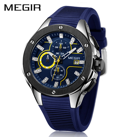 Reloj deportivo MEGIR para hombre, cronógrafo luminoso de lujo, resistente al agua, reloj militar de cuarzo, reloj para hombre ► Foto 1/6