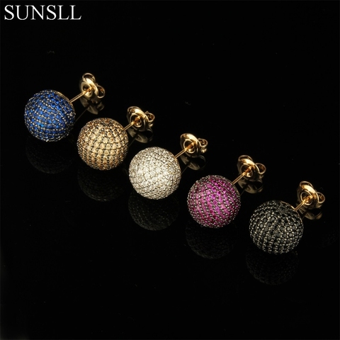 SUNSLL-pendientes de circonita cúbica Multicolor para mujer, alfileres de Cobre de Color dorado, joyería para fiesta, joyas de Cobre CZ ► Foto 1/6