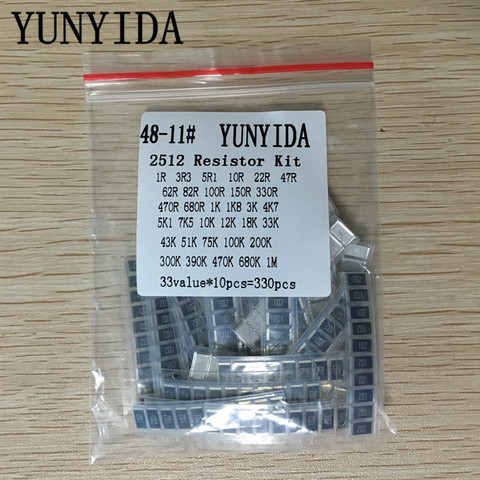 Kit de resistencias SMD 2512, Kit surtido de 1 ohm-1m ohm 5% 33valuesX 10 Uds = 330 Uds Kit DIY ► Foto 1/2