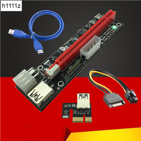 Riser Card SATA 4pin 6Pin Mining fuente de alimentación LED USB 3,0 PCI-E 1x a 16x PCI-E Riser para tarjeta gráfica Antminer Bitcoin Miner ► Foto 1/6