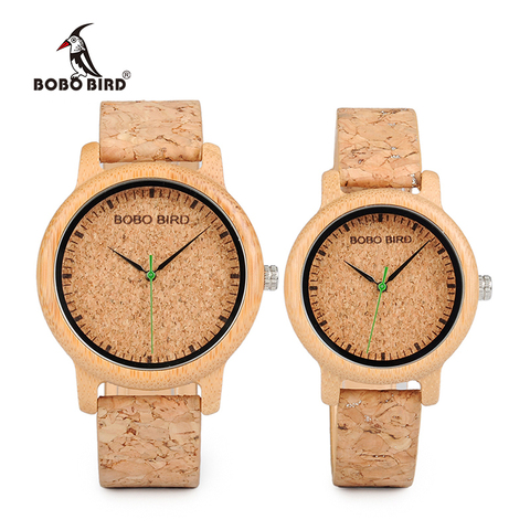 BOBO pájaro amantes Relojes de madera correa de corcho hecha a mano bambú mujeres reloj de lujo en caja aceptar Logo Envío Directo ► Foto 1/6