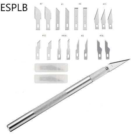 ESPLB-cuchillas para manualidades de Metal antideslizantes, cortador de bisturí, grabado, manualidades, escultura, cuchillo de reparación de PCB, 18 unidades ► Foto 1/6