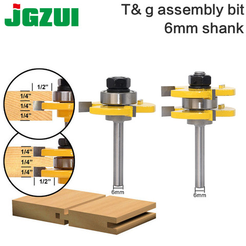 2 Unid 6mm Shank alta calidad Tongue & Groove Asamblea Conjunta Router Bit Set 3/4 