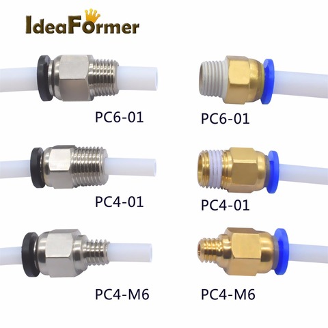 5 unids/lote conectores neumáticos para 3D piezas de impresoras negro/azul rápido ensambladora de alimentación 1,75/filamento de 3,0mm Tubo de empujar parte ► Foto 1/6