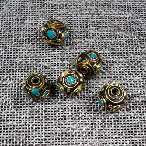 5 unids/lote moda Nepal cobre espaciador perlas 13mm hecho a mano de latón encanto cuentas de Metal pulseras Fabricación de la joyería DIY Accesorios ► Foto 1/6