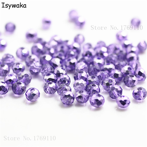 Isywaka nuevos colores púrpura claro 4mm 145 Uds Rondelle Austria cuentas de vidrio de cristal facetado espaciador suelto cuentas redondas fabricación de joyería ► Foto 1/6