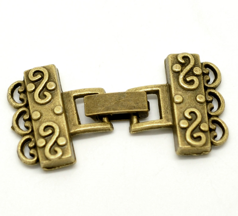 DoreenBeads-5 Juegos de tapas de extremo de bronce antiguo para pulseras/collares DIY, accesorios hechos a mano, gorros de color plateado de 4,6x2,3 cm ► Foto 1/6