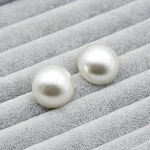 FishPeach-pendientes de perla blanca de imitación para mujer, de 25mm, estilo coreano, simples, semiredondos, accesorios de joyería ► Foto 1/5