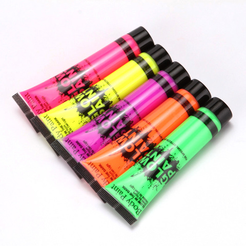 5 uds pintura de arte corporal neón fluorescente fiesta Festival Halloween maquillaje para Cosplay niños cara pintura UV pintura luminiscente ► Foto 1/6