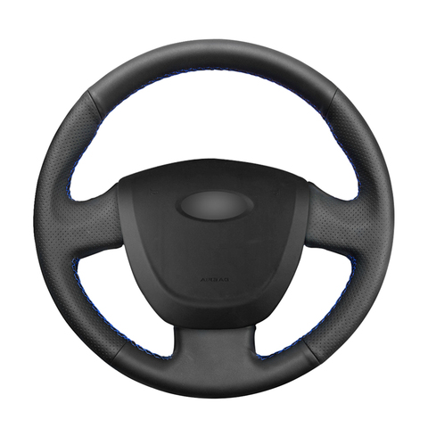 -Negro de punto PU cuero Artificial protector para volante de coche para Lada Granta 2011, 2012, 2013, 2014, 2015, 2016, 2017-2022 ► Foto 1/6