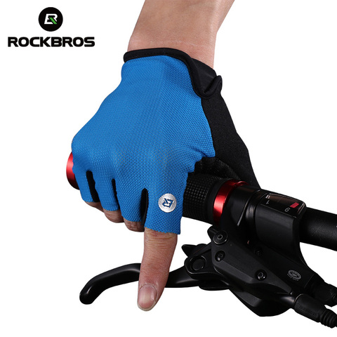 ROCKBROS-guantes de ciclismo transpirables, de verano para hombre con medio dedo, resistentes a impactos, para ciclismo de montaña ► Foto 1/6