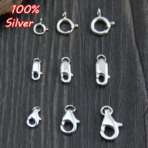 Ganchos de broche de langosta para collar y pulsera, 4 Uds., 100% plata fina 925, cadena DIY, accesorios para fabricación de joyería ► Foto 1/6