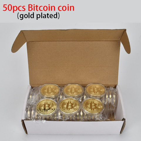 Moneda de Bitcoin chapada en oro caliente, moneda de Metal de criptomoneda física virtual BTC, 50 Uds. ► Foto 1/6