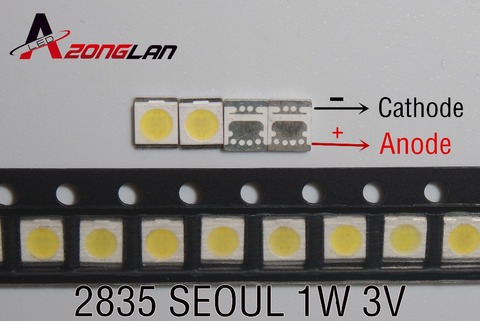 100 Uds Original LED SEOUL 2835, 3528 de 1210 cuentas de luz blanca de alta potencia de 1W 3V 100LM para LED de retroiluminación LCD TV aplicación ► Foto 1/3