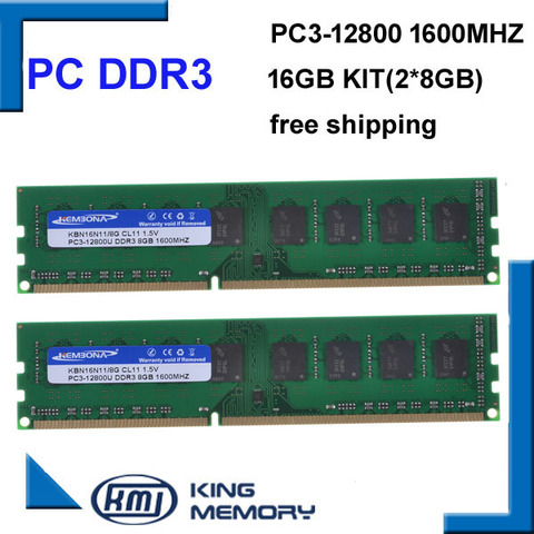 Kembona envío gratis desktop DDR3 16gb 1600Mhz 16GB (Kit de 2, 2X ddr3 8 GB) PC3-12800 nuevo trabajo de escritorio longdimm ► Foto 1/2