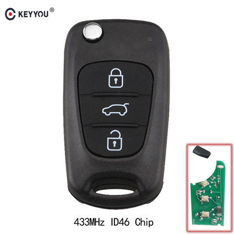 KEYYOU para Kia Rio Ceed CeedPro Picanto 2004-2011, 433 Mhz, Flip coche llave remota con ID46 Chip Auto llave de coche 3 botones ► Foto 1/5