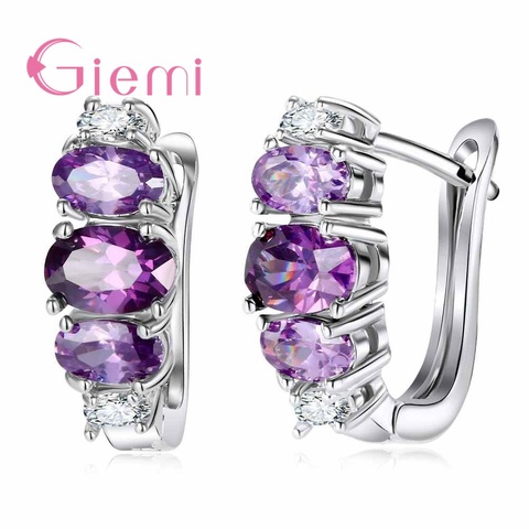 De moda púrpura ronda piedra de cristal austríaca pendientes de las mujeres de la moda de compras Jewelryand CZ ► Foto 1/5
