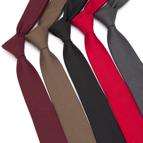 Corbata delgada de lana para hombre, corbatas de moda de lana para traje de boda, fiesta de negocios, corbata clásica de Color sólido, corbata informal de 6cm, roja ► Foto 1/6